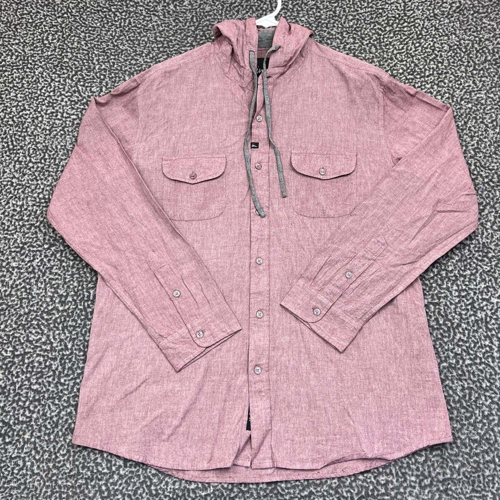 Imperial Motion Shirt Men Extra Large Red Button Up Hooded Long Sleeve XL